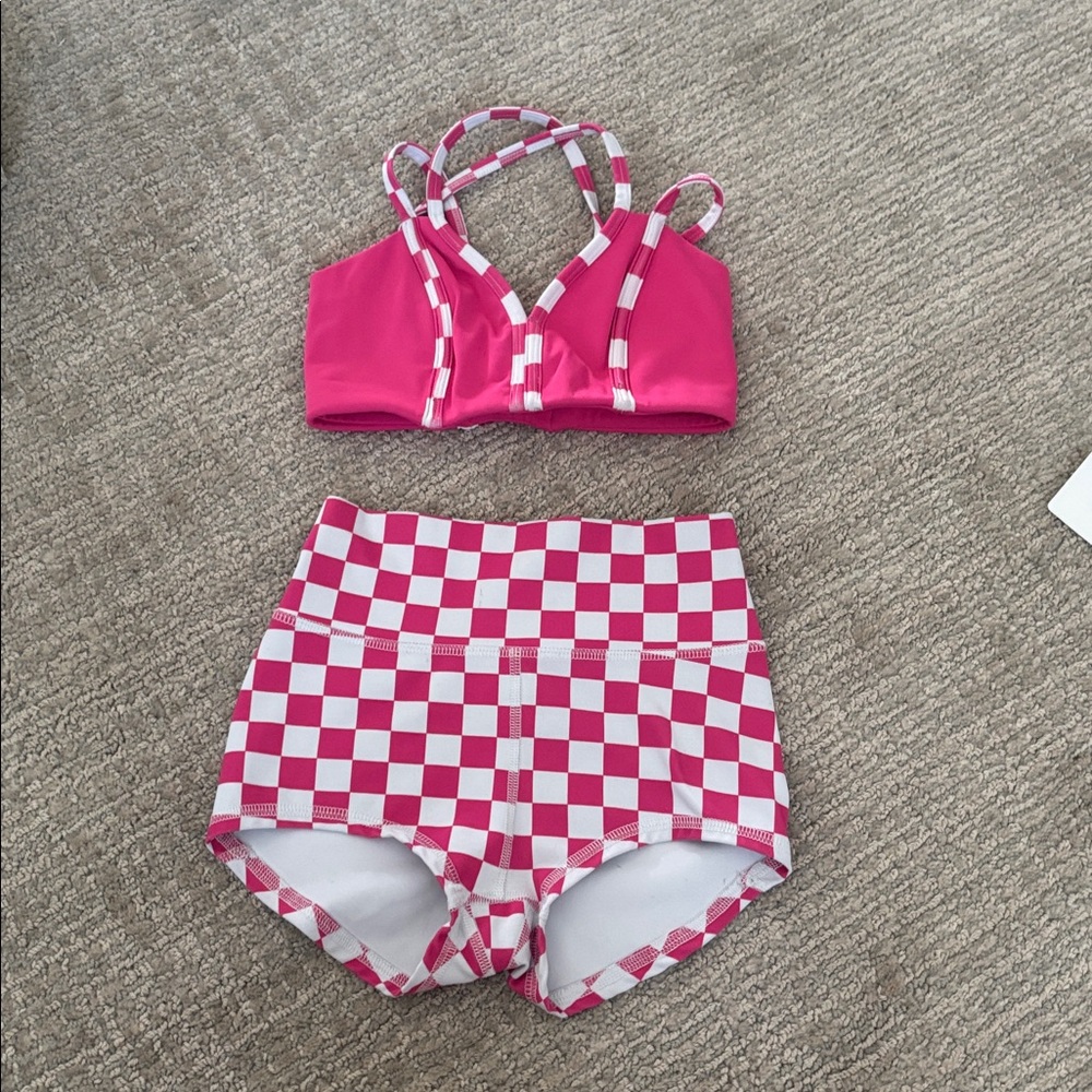 Pink Checkered Kids Matching Set